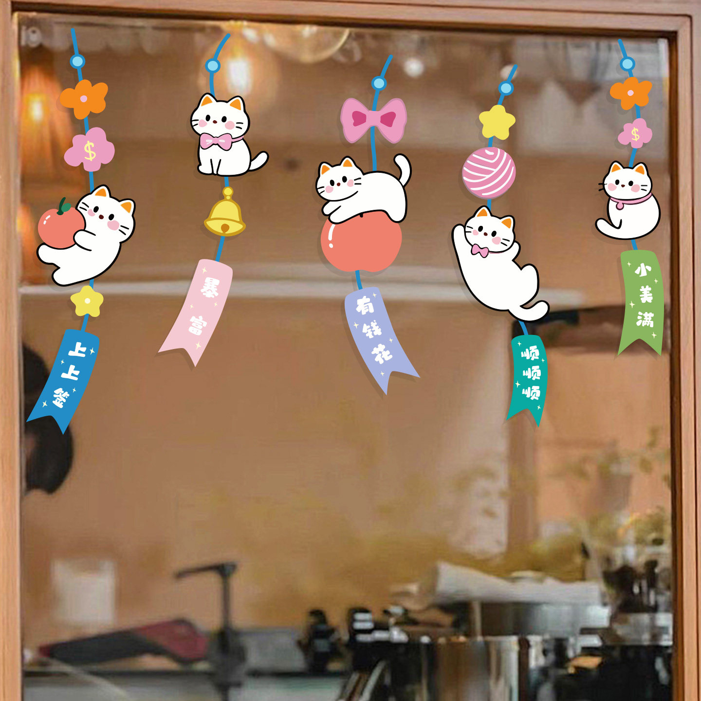 春日氛围玻璃防撞静电贴窗花装饰