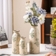 田园风绿色繁花水培陶瓷花瓶新中式 饰桌面复古摆件 插花客厅玄关装