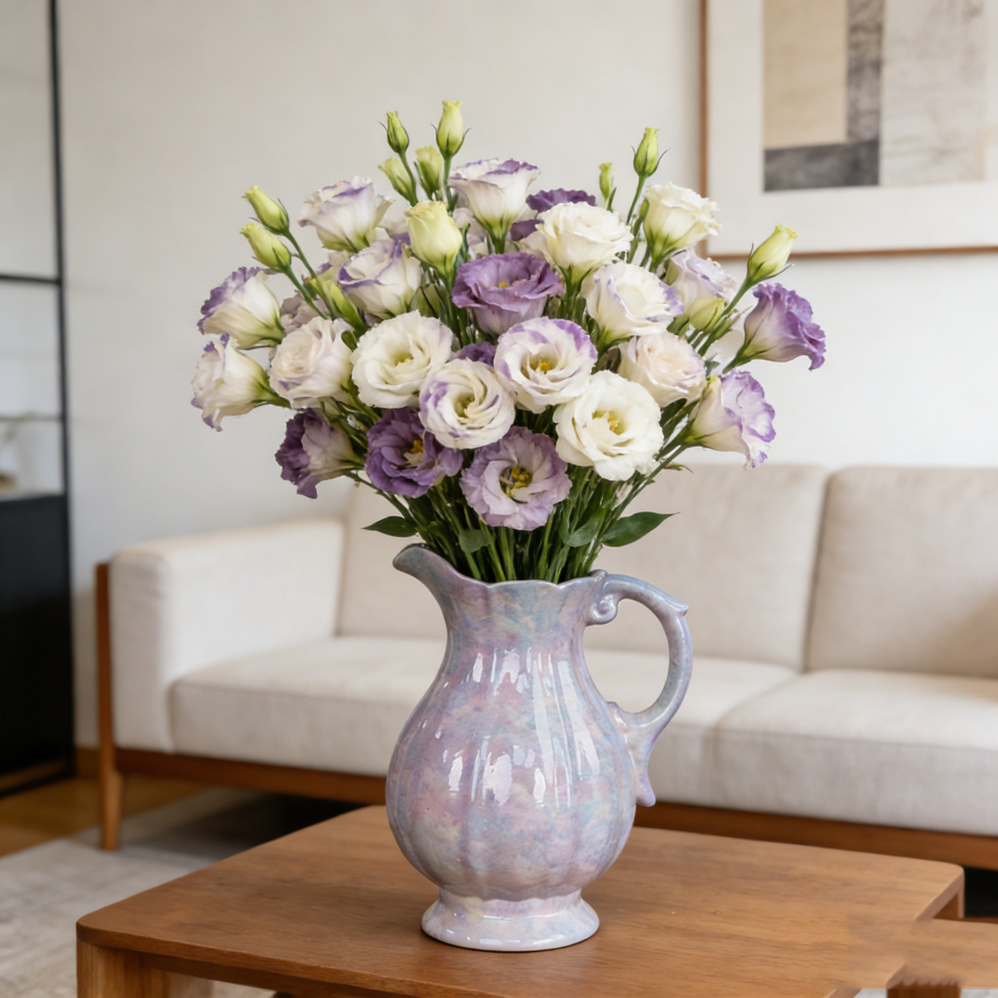 景德镇紫粉奶壶陶瓷餐桌水培花瓶玄关摆件客厅插花轻奢高级感,家居饰品,花瓶,淘宝优惠券,粉丝福利购,淘宝优惠卷