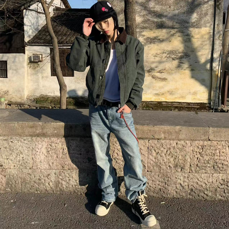 GENTNOBKIN棉服外套夹棉水洗做旧复古加厚底特律vintage工装夹克