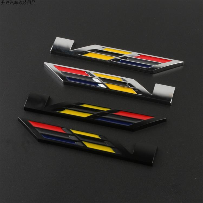 适用凯迪拉克CT4/5/6 ATSL XTS XT4/5/6车标改装性能金属车贴v标