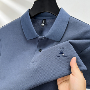 保罗2024新款夏季薄款中年男士短袖t恤高端纯棉刺绣翻领polo衫