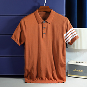 男士 冰丝针织polo衫 短袖 T恤薄款 翻领休闲体恤 2024夏季 修身 新款
