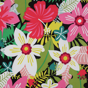 欧美田园手工diy布料 粉色水仙花印花全棉布料平纹棉布 半米价