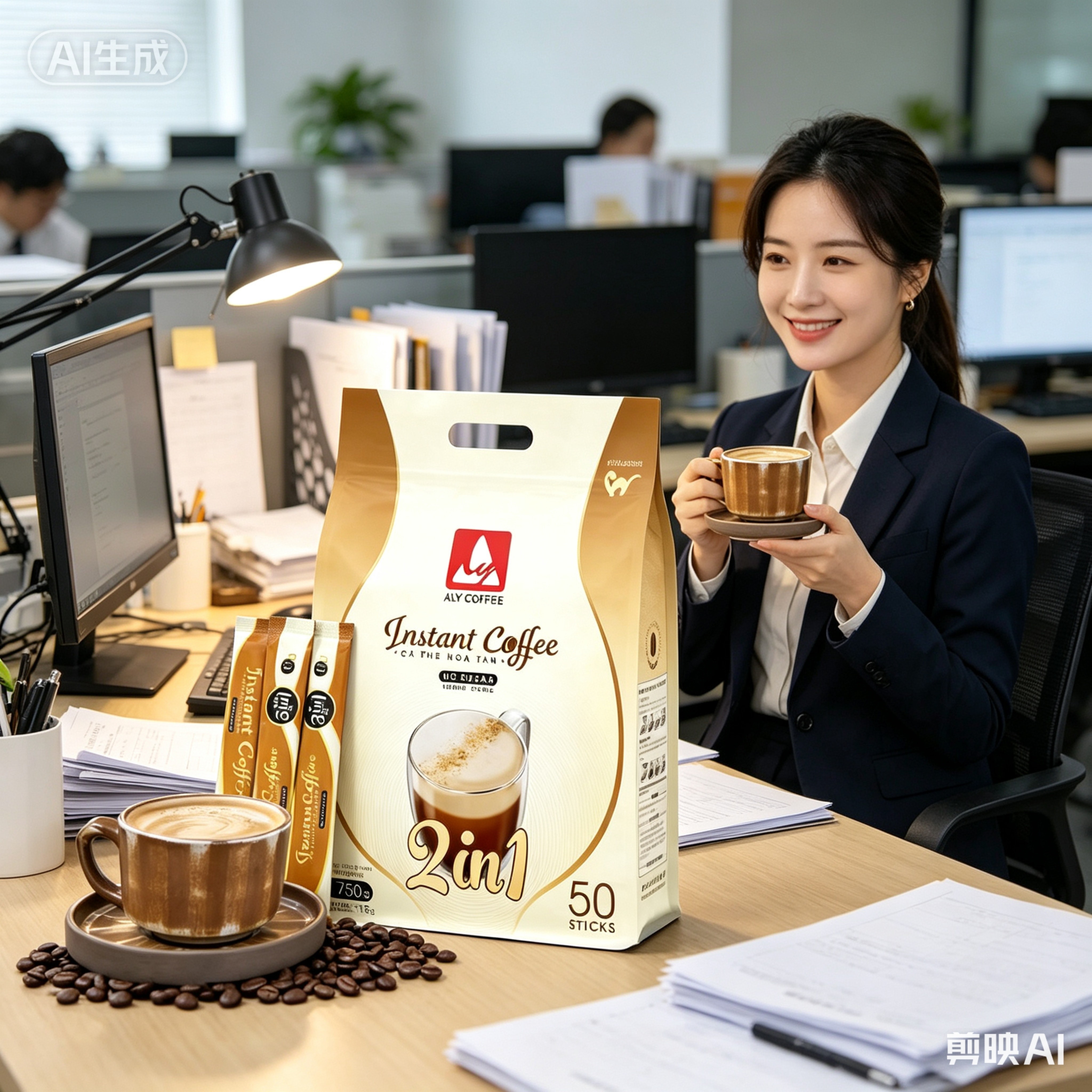 越南原装进口ALY二合一拿铁速溶咖啡袋装提神