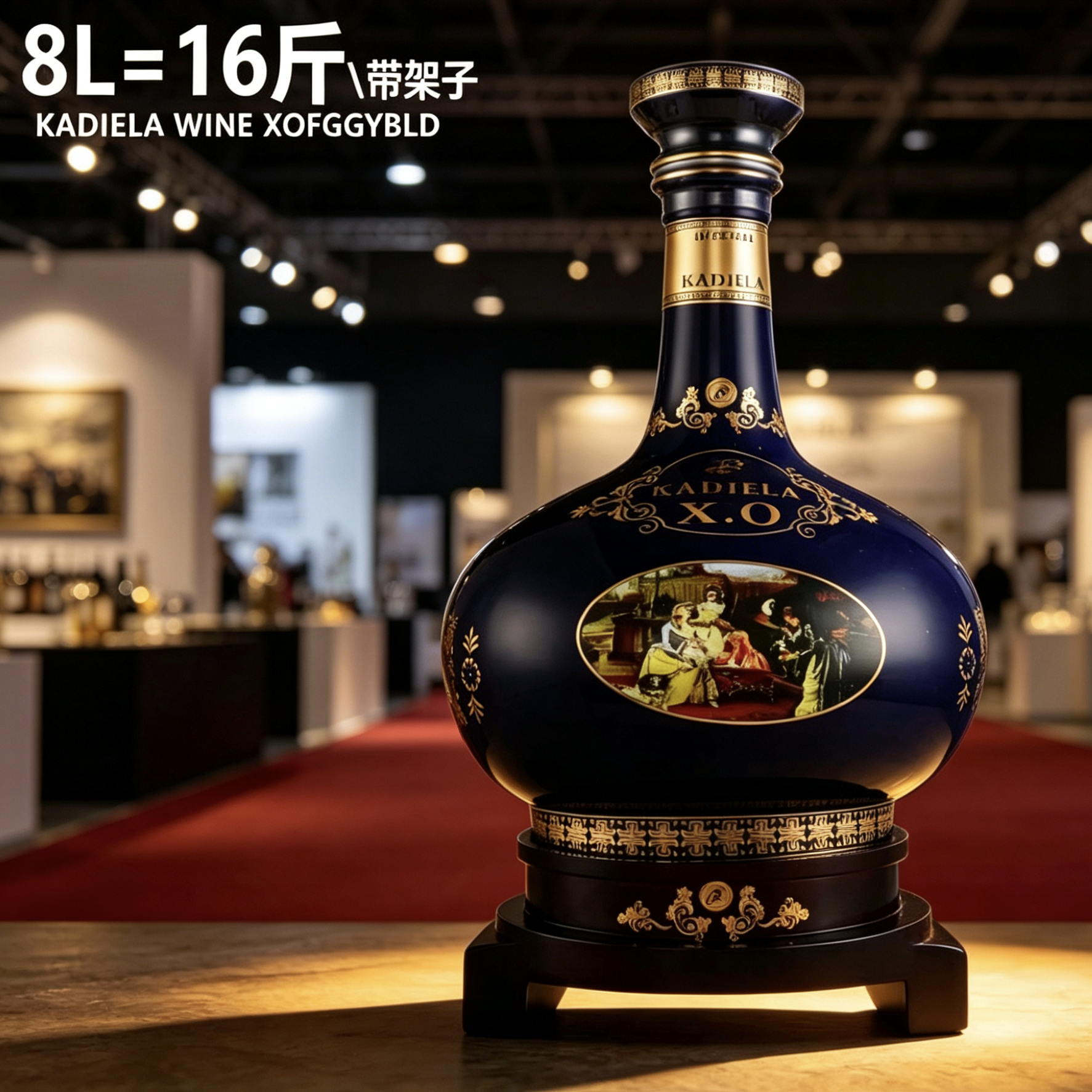 16斤 大瓶洋酒 陶瓷礼盒装XO白兰地 送礼花瓶款皇家易冠送底座