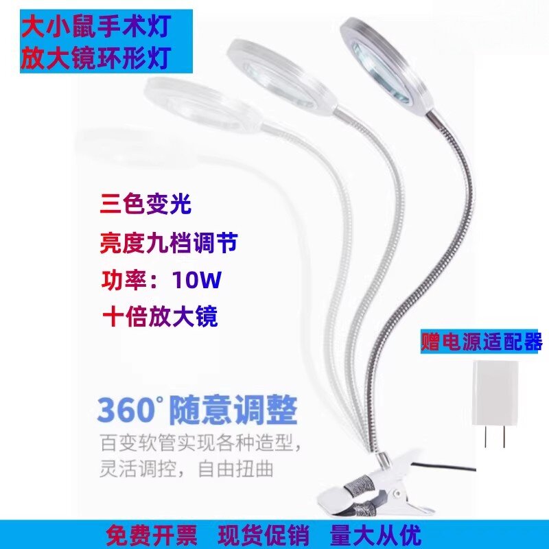 小动物手术灯台灯大小鼠青蛙实验照明解剖手术无影灯LED白光夹式