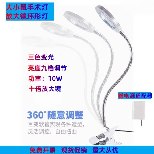小动物手术灯台灯大小鼠青蛙实验照明解剖手术无影灯LED白光夹式