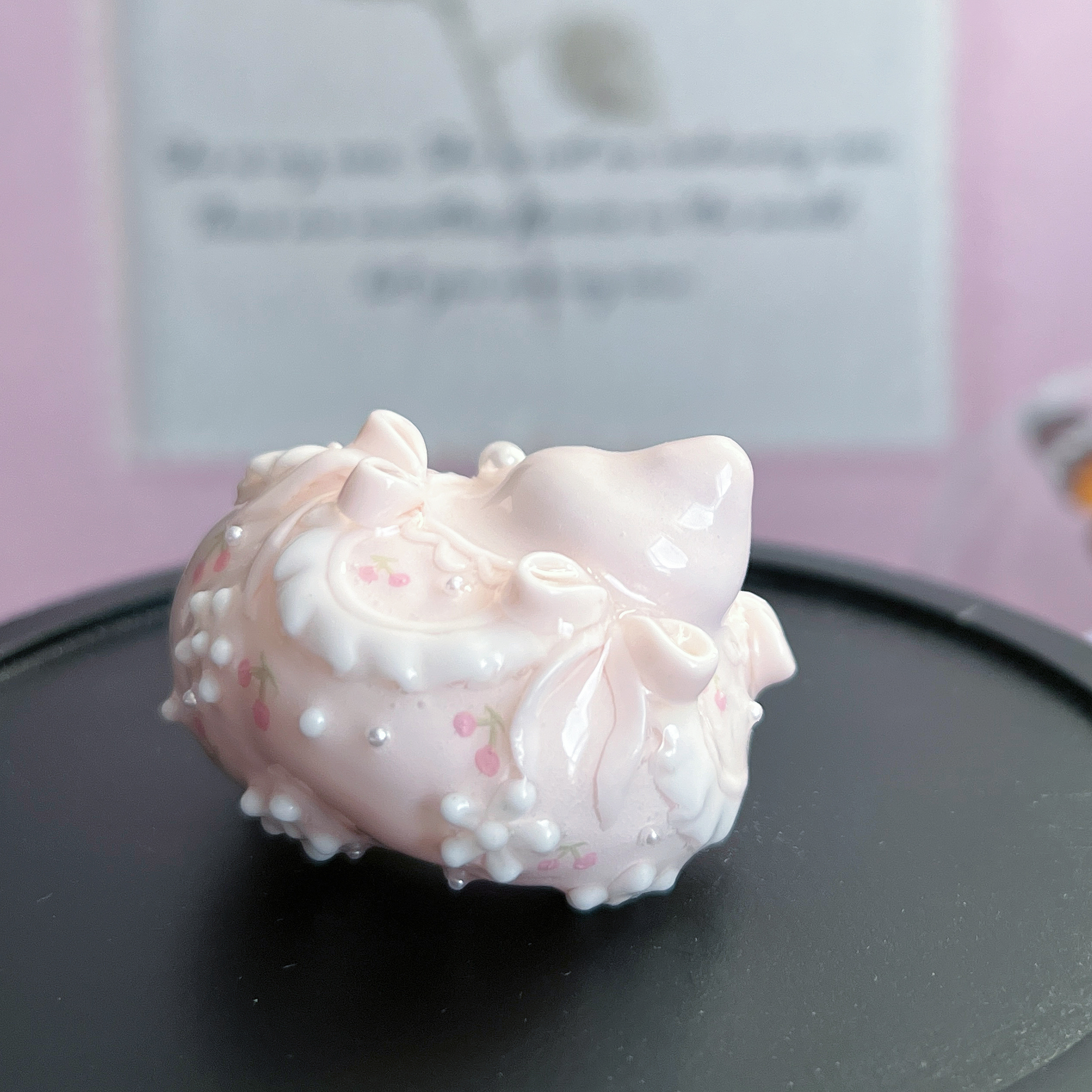 Anita独创寄居蟹纯手工DIY替换壳粉色珍珠樱桃小花蝴蝶结雕花