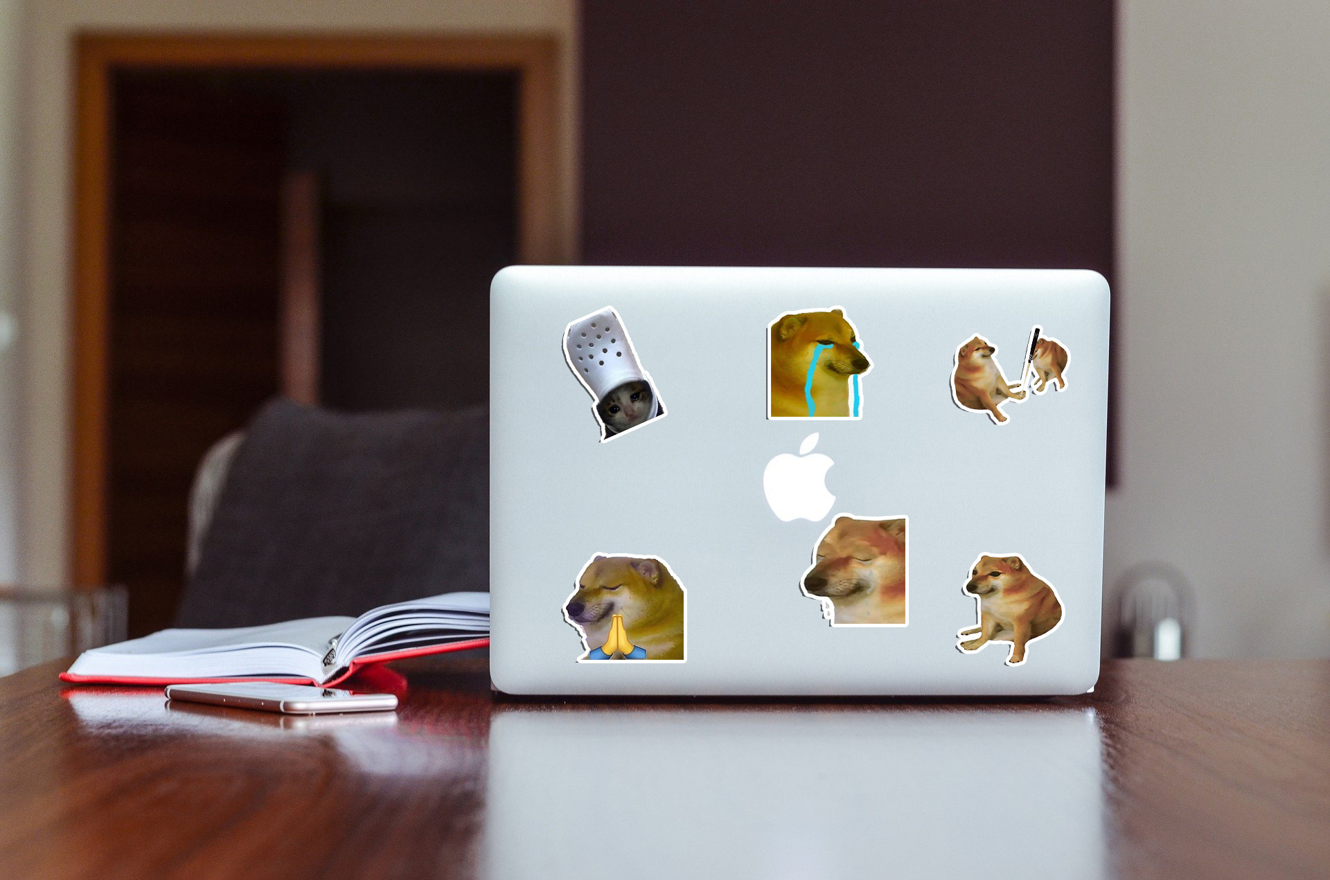 cheems流泪猫外网梗表情包涂鸦贴笔记本电脑ipad手机水杯图案贴纸