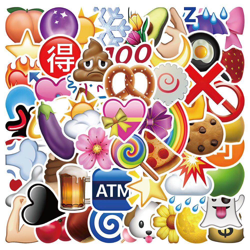 60张搞笑微信emoji表情包旅行箱笔记本电脑手账防水ipda涂鸦贴画