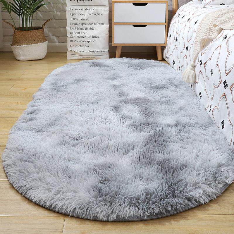 椭圆形丝毛地毯卧室可爱床边毯飘窗垫客厅茶几满铺毛毯可水洗