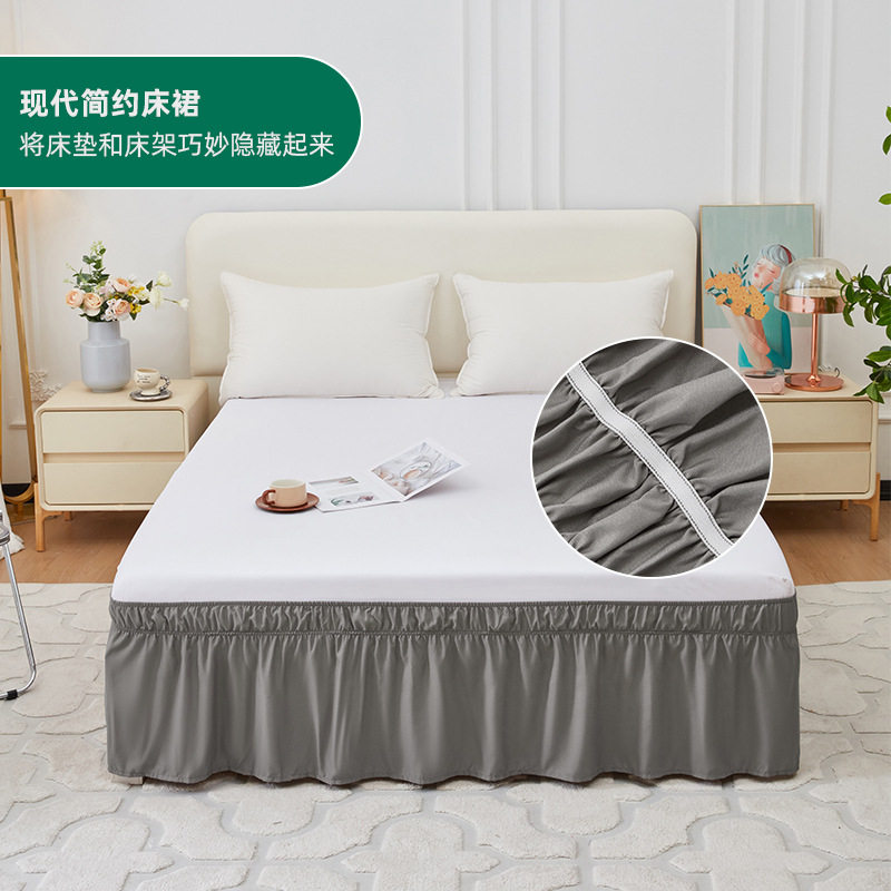 外贸热销遮丑床裙弹力松紧纯色酒店宾馆单百褶床尾裙bedskirt