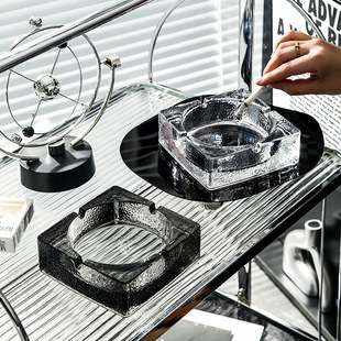 锤纹烟灰缸创意玻璃雪茄烟灰缸办公室 客厅烟缸高颜值父亲节礼物