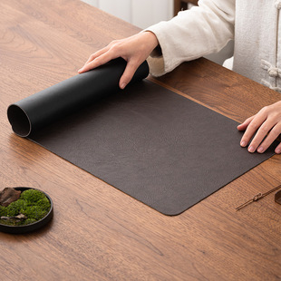 现代中式防水皮革茶席禅意简约皮质防水茶桌布家用桌旗干泡茶盘垫