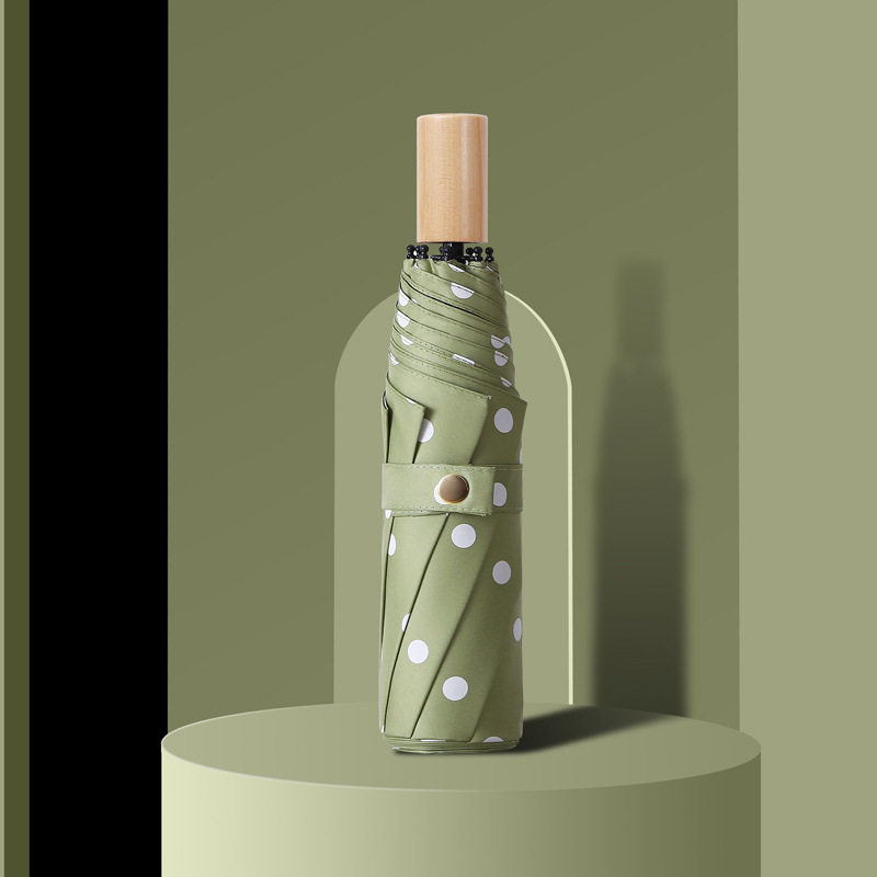 三折晴雨伞黑胶防晒防紫外线太阳伞韩国女个性创意小清新圆点现货