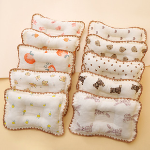 婴儿枕头纯棉纱布宝宝定型枕四季通用矫正头型新生儿透气婴童侧睡