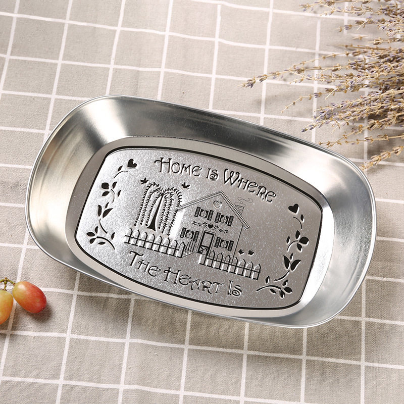 果盘复古马口铁盘子干果水果盘家用零食盘糖果盘餐盘铁艺托盘