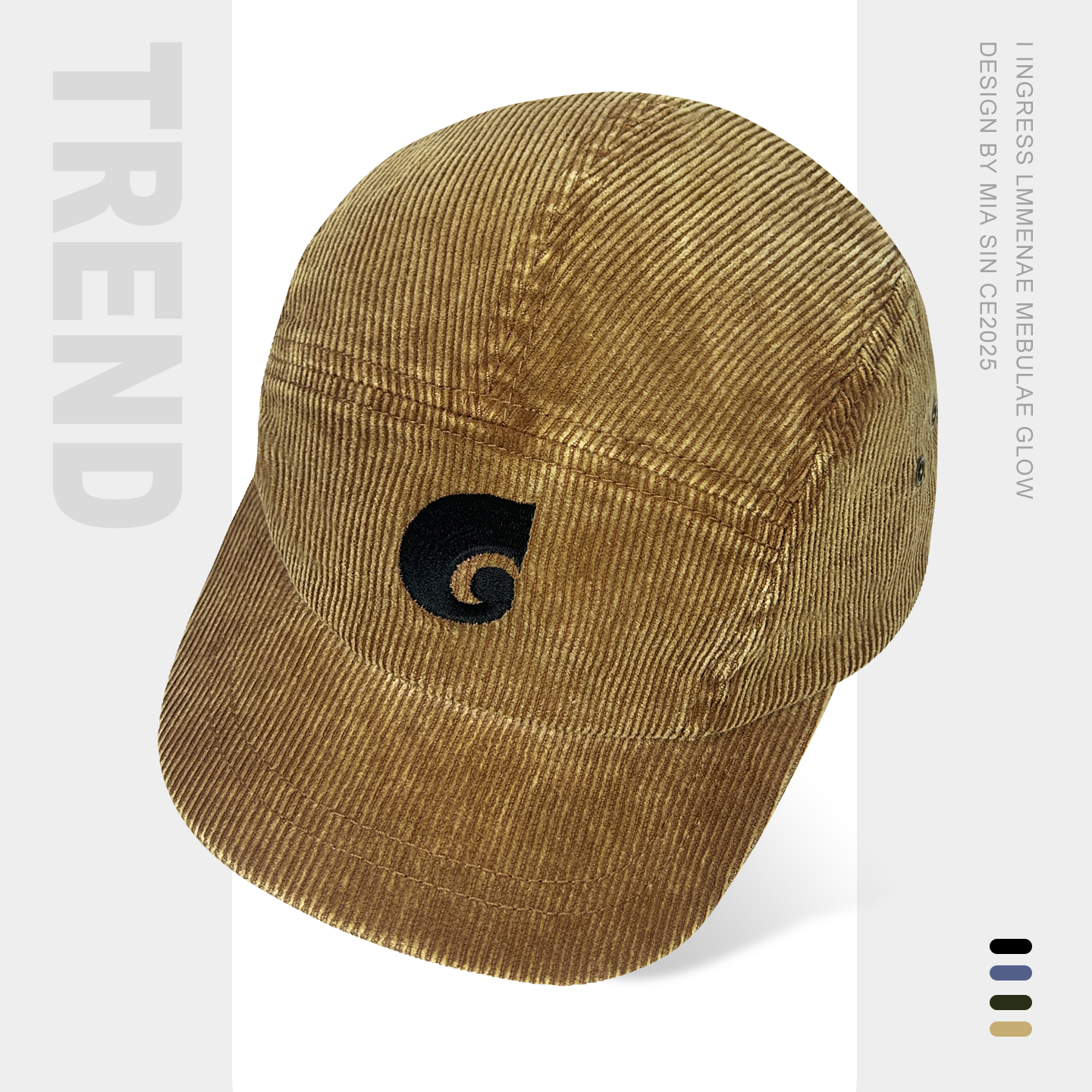 日系阿美咔叽灯芯绒短檐鸭舌帽女