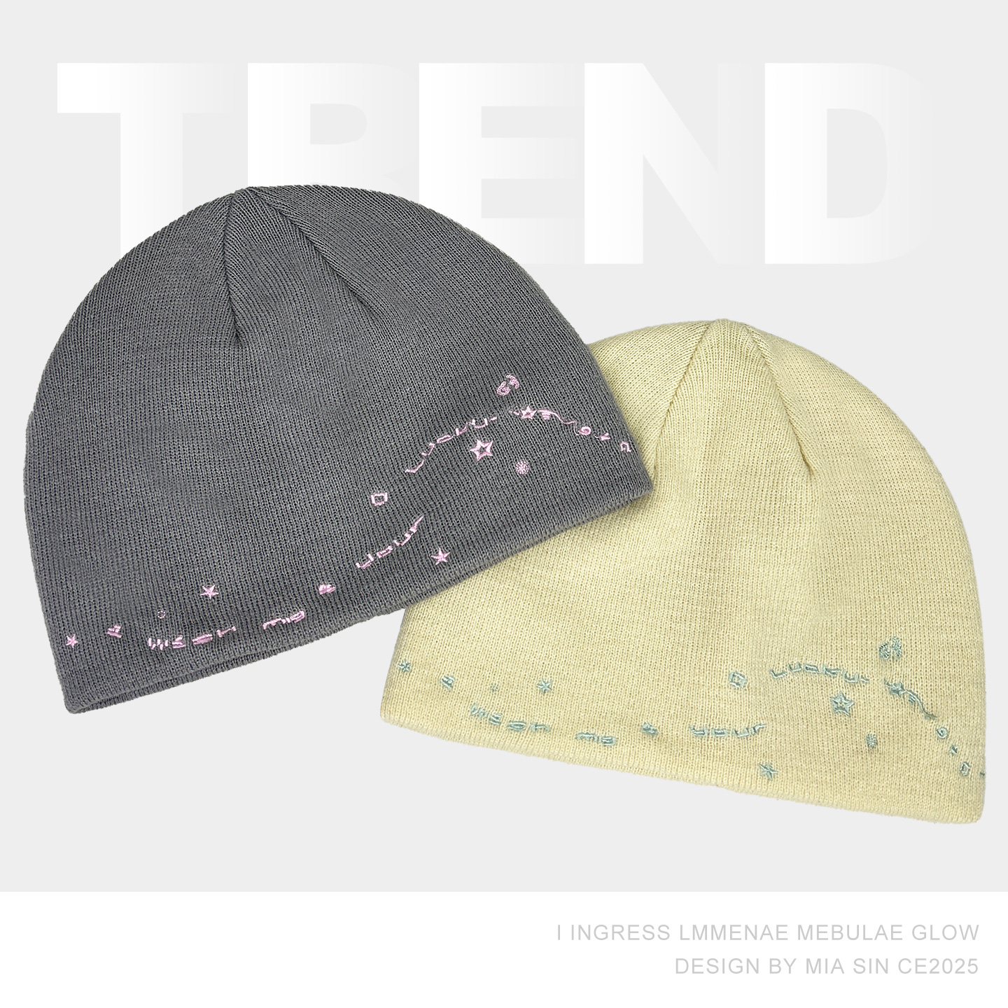 韩国ins刺绣星星字母针织帽女