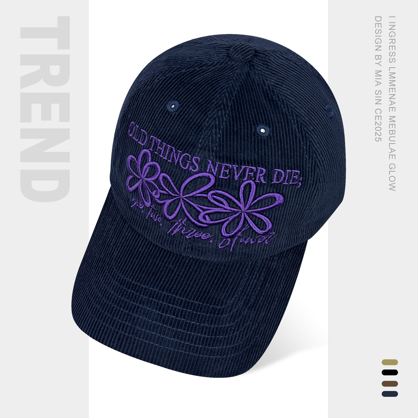 韩国立体刺绣小花字母情侣棒球帽