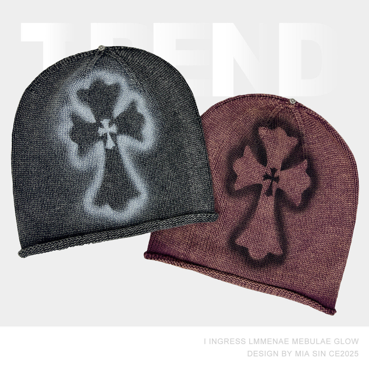 y2k亚比风手绘十字架大版堆堆帽