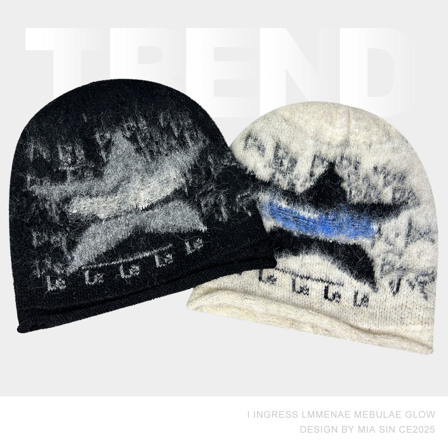 韩国提花五角星堆堆针织帽女秋冬保暖含羊毛软糯包头帽大版毛线帽