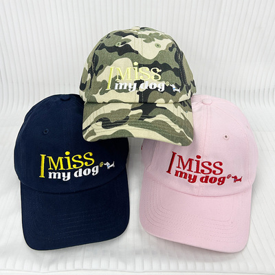 韩国复古刺绣字母小狗情侣棒球帽