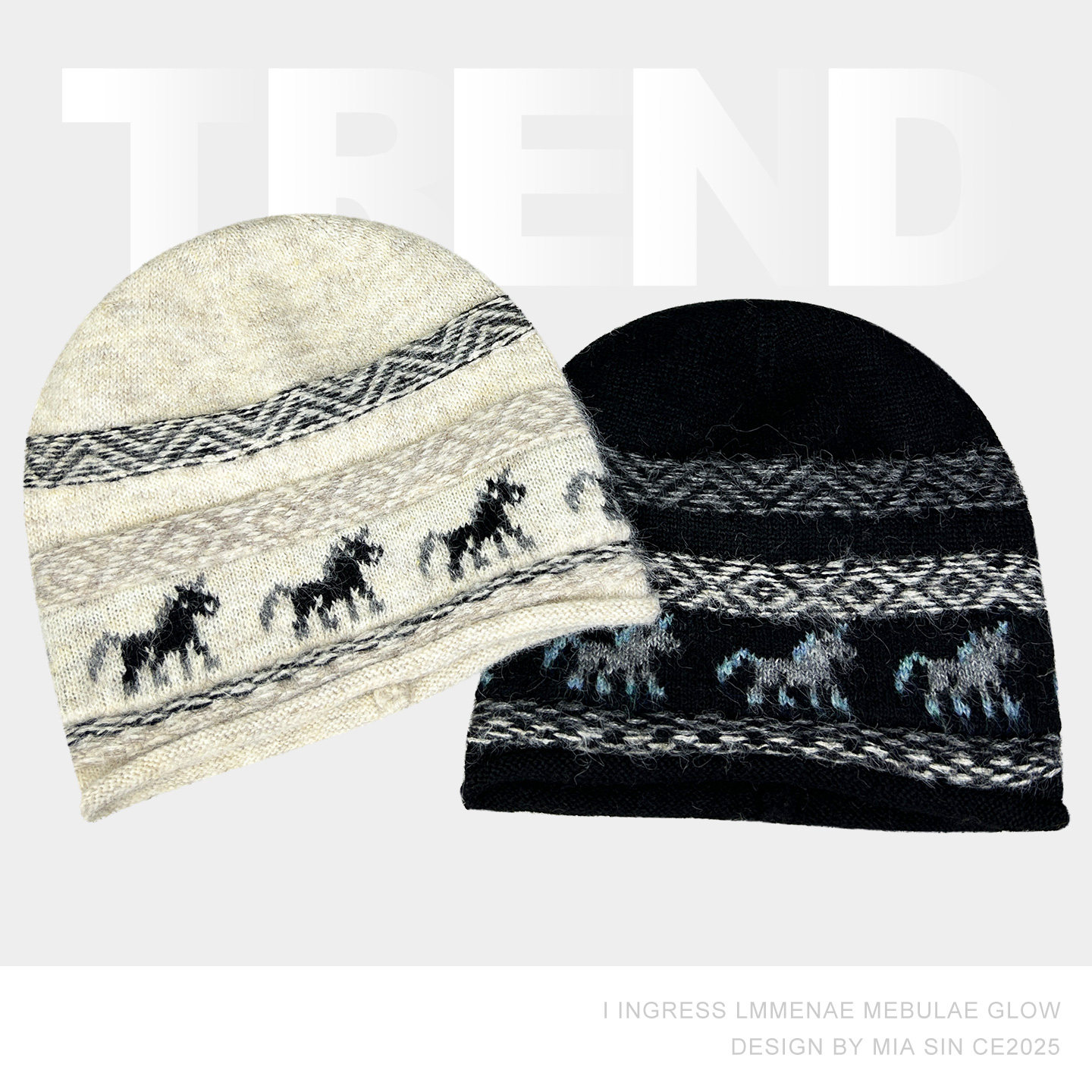 韩国提花独角兽堆堆帽女秋冬保暖套头弹力毛线帽含羊毛大版包头帽