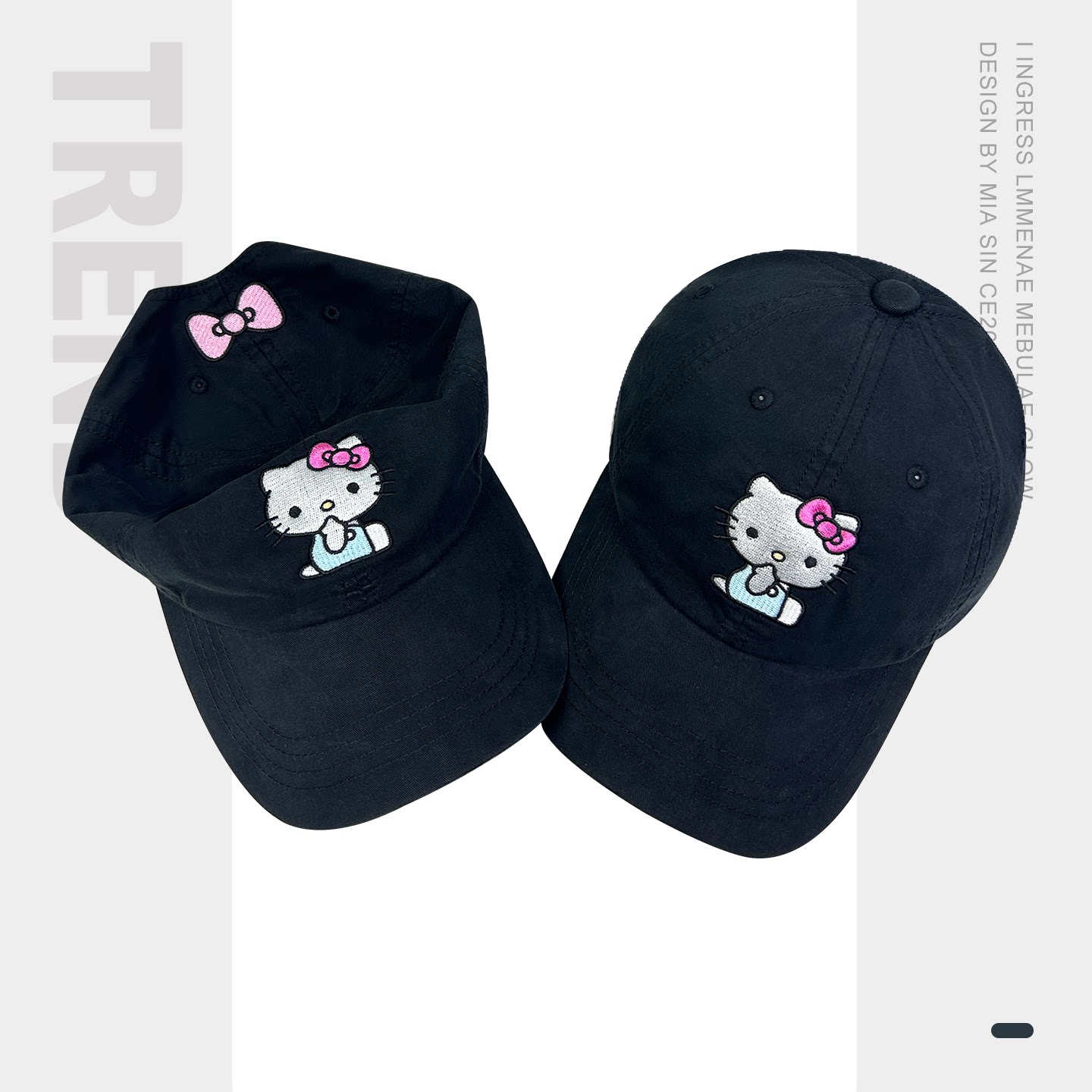 限定款粉色蝴蝶结kitty猫棒球帽