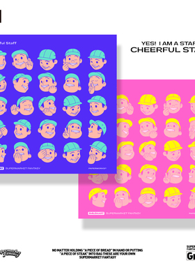 PAPERWORKS CHEERFUL STAFF头像版艺术装饰画正方型12寸302x302mm