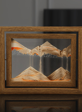 新中式旋转流沙画方形家居桌面装饰品液体沙漏礼物解压流沙画摆件
