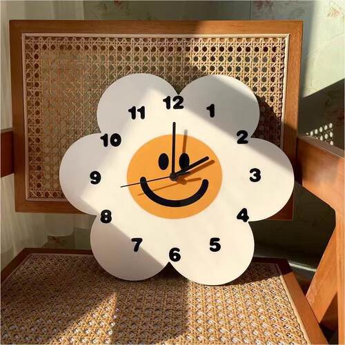 简约太阳花挂钟 太阳花客厅钟表静音装饰时钟clock墙面挂钟