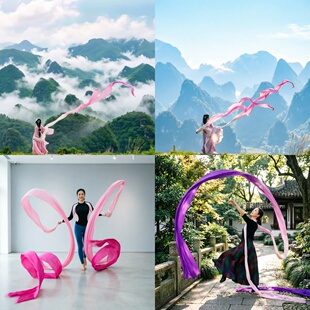 古典舞蹈披帛丝巾汉服绸子飘逸敦煌飘带天女散花飞天舞彩带古风