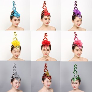 两朵梅花 立体开场舞蹈头饰演出服头花显高夸张多色古典舞民族舞