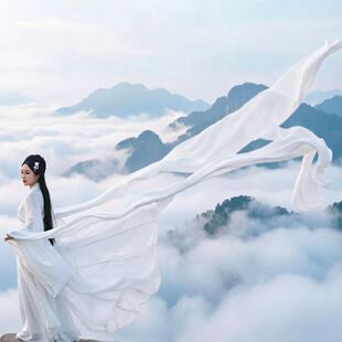 古典舞蹈披帛丝巾汉服绸子飘逸敦煌飘带天女散花飞天舞彩带古风