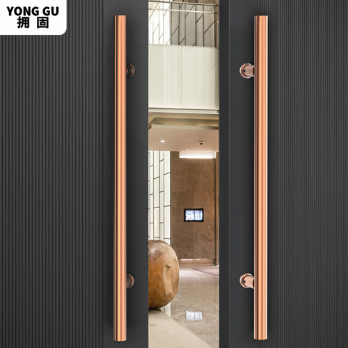 有框玻璃门木门侧装马蹄大拉手