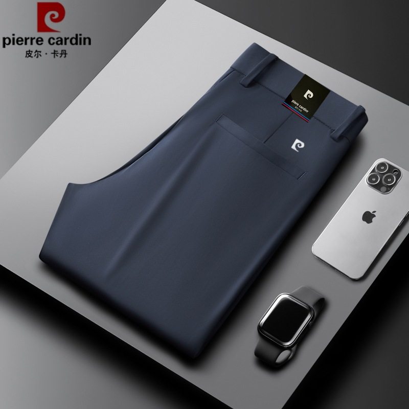 皮尔卡丹休闲裤男夏季新款透气免烫弹力直筒西裤商务薄款长裤