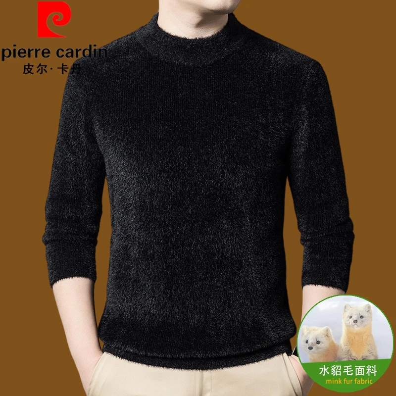皮尔卡丹加厚半高领保暖毛衣男