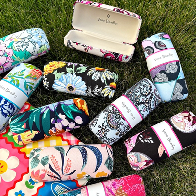 Vera Bradley  花花的眼镜盒  纯棉便携防压近视眼镜收纳盒