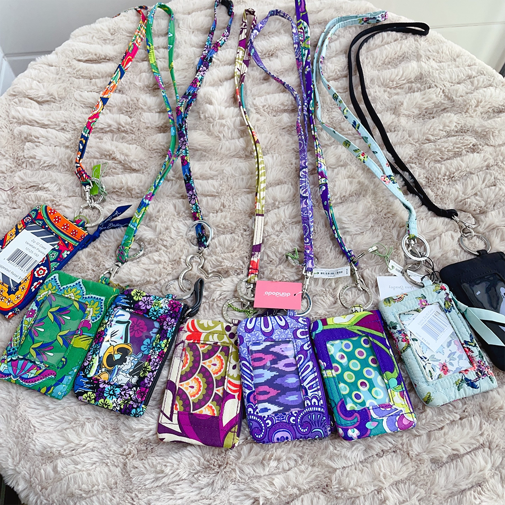 Vera Bradley 纯棉卡包挂绳套装证件卡套工作证挂脖门禁零钱包