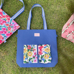 Joules 英国贵牌皇家马球 碎花帆布单肩包 手提包女士斜挎包