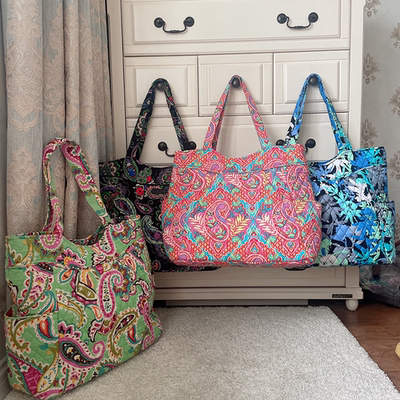 Vera Bradley出口美国碎花纯棉单肩包女士大肩包大容量手提包