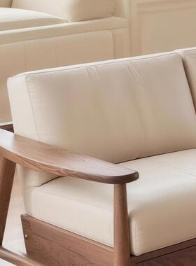 新中式时尚2025白xjssf高蜡木沙发几制组合端定北美黑胡桃木茶客