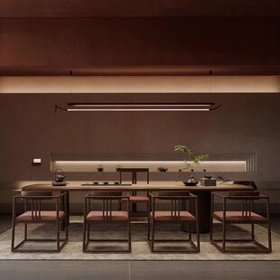 FEU2024新木茶几&和椅子组合新中国禅宗风格 黑胡桃实灰室木茶几办