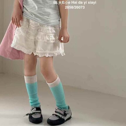 大E小e儿童短裤2026夏新款女童宝宝韩系蕾丝花边洋气潮裤子26073