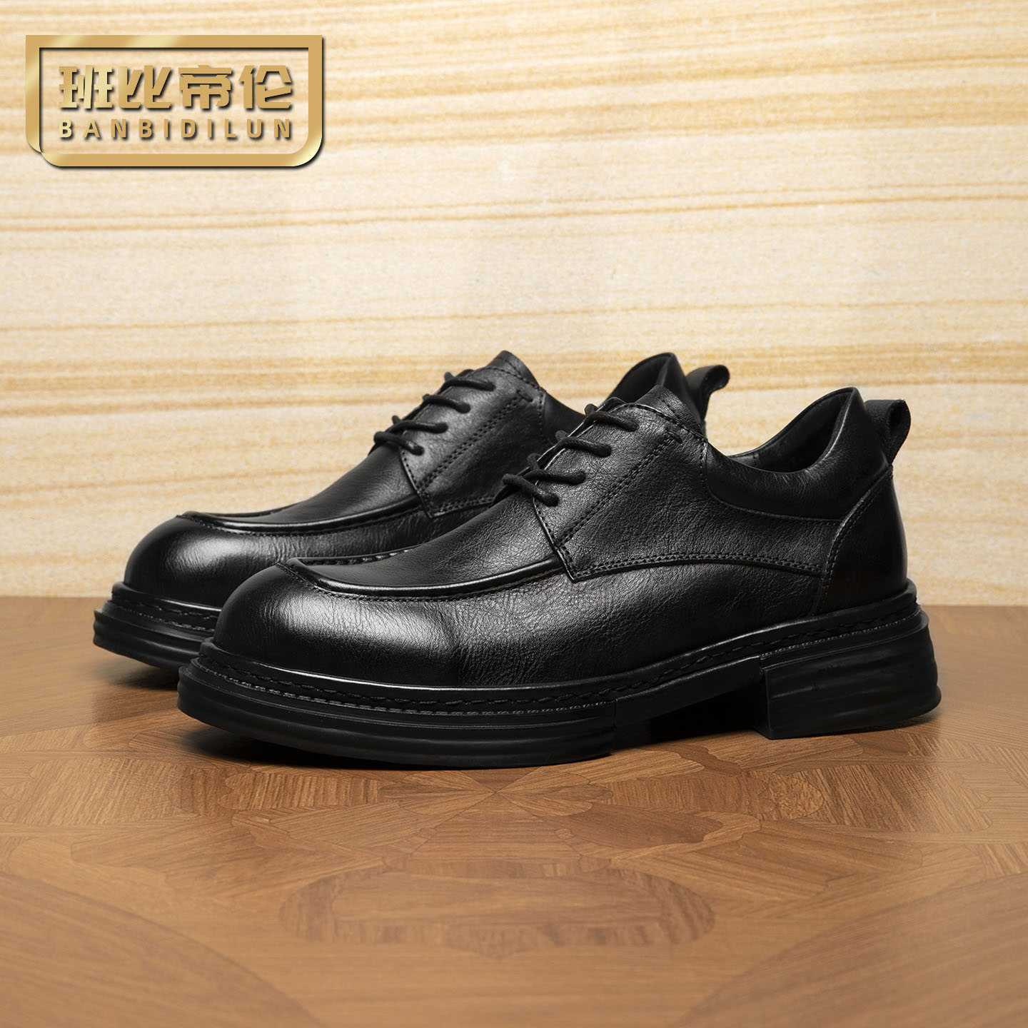 2025新款英伦厚底皮鞋男商务牛皮手工透气增高真皮婚鞋男士休闲鞋