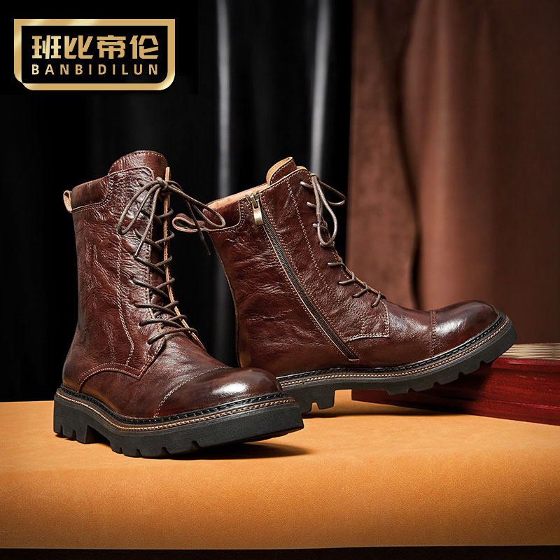 2023年高级感真皮马丁靴手工短靴