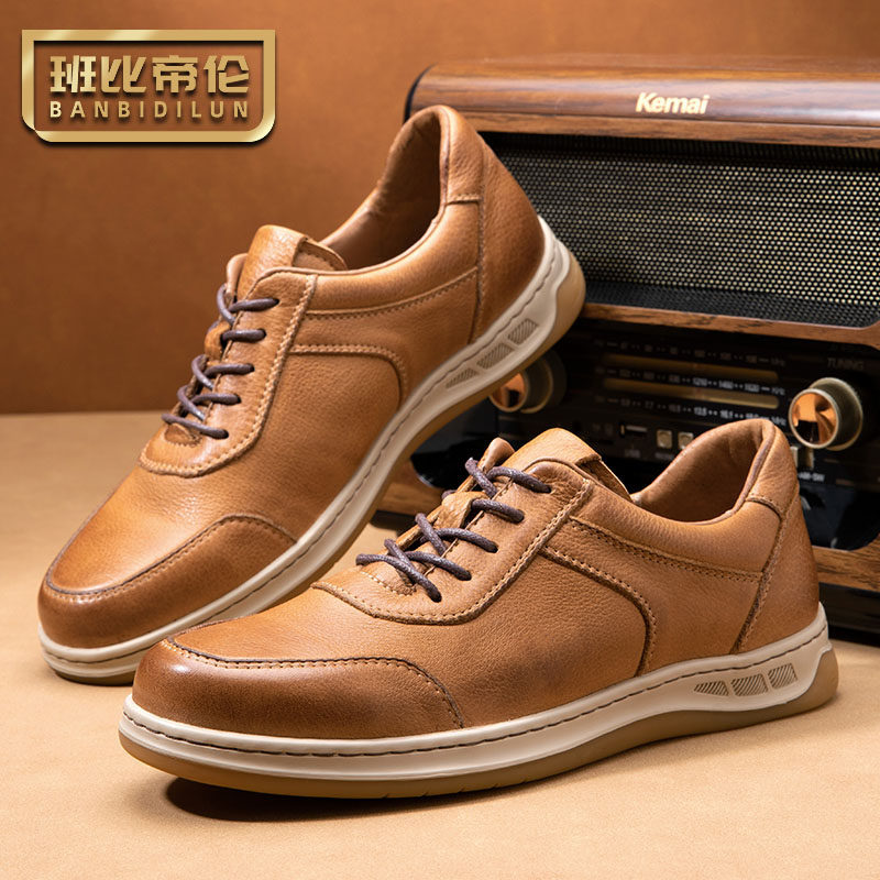 手工商务休闲皮鞋男真皮英伦软底透气头层牛皮男鞋新款春秋季百搭