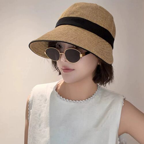 日系宽檐后开叉夏季防晒渔夫帽